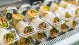 Wraps prepackaged in plastic containers ready for sale 