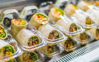 Wraps prepackaged in plastic containers ready for sale 