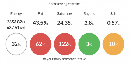 erudus product specification for beef and stilton pie with calorie and nutrition information 