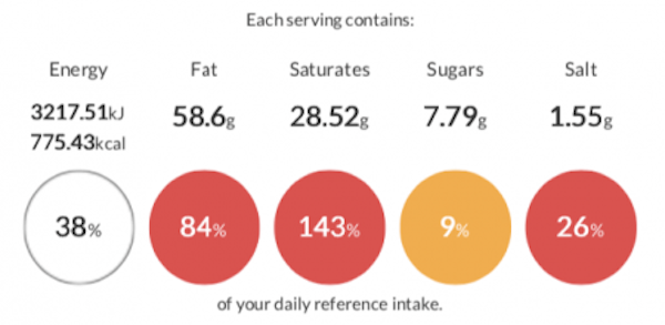 erudus product specification for steak with chocolate and coffee sauce with nutrition and calorie information 