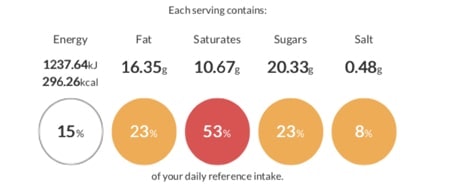 erudus doves farm banana cake calorie and nutritional product specification information 