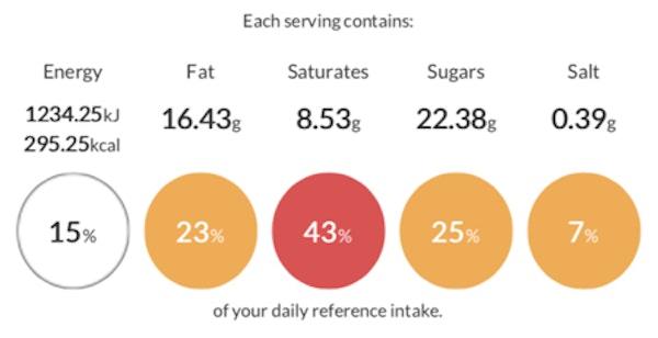 baker and baker erudus product specification showing nutritional and calorie content 