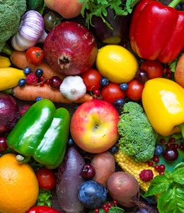 colourful array of various fresh fruits and vegetables