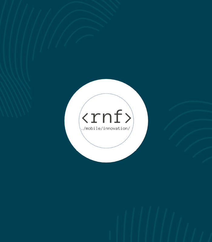 white circle with rnf logo inside surrounded by erudus dark blue and fingerprint graphics 