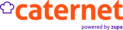 Bright orange caternet logo with chefs hat 