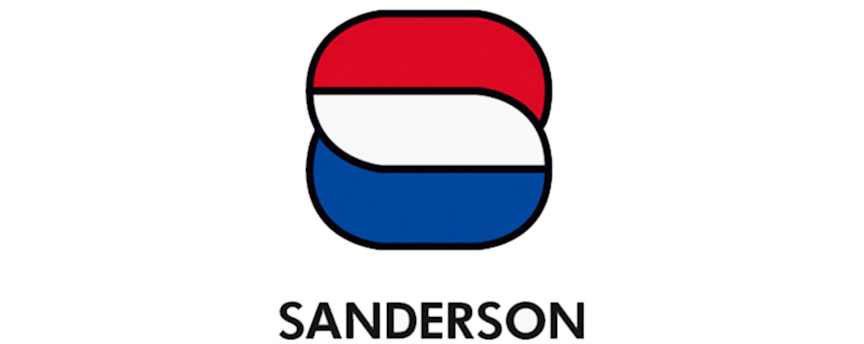 Red White and Blue Sanderson Logo with Sanderson Text