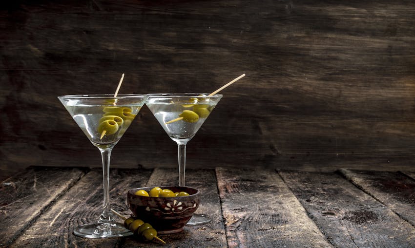 Gin martini with olives 