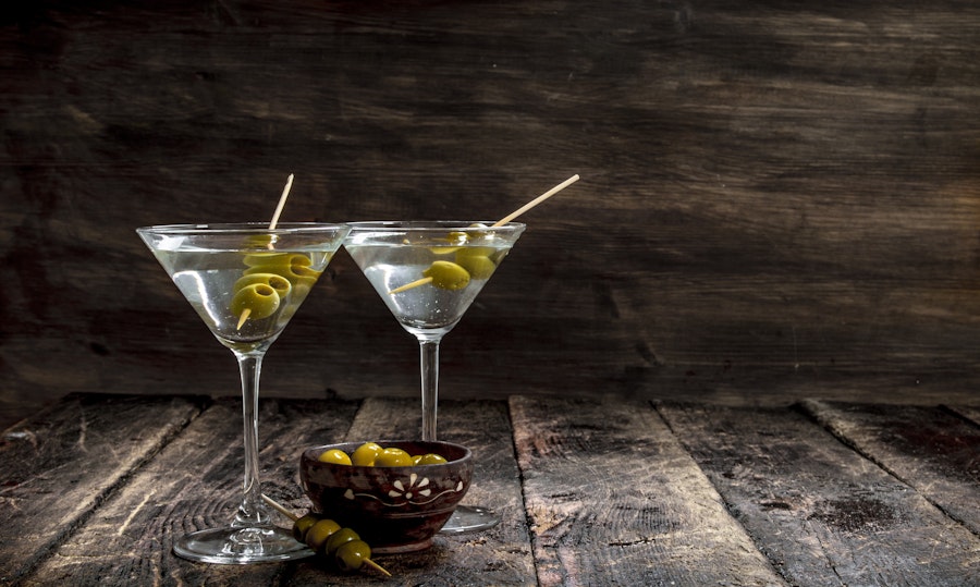 Gin martini with olives Gin martini with olives