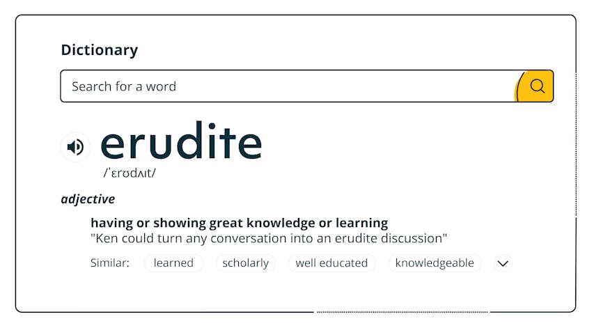 Dictionary definition of erudite