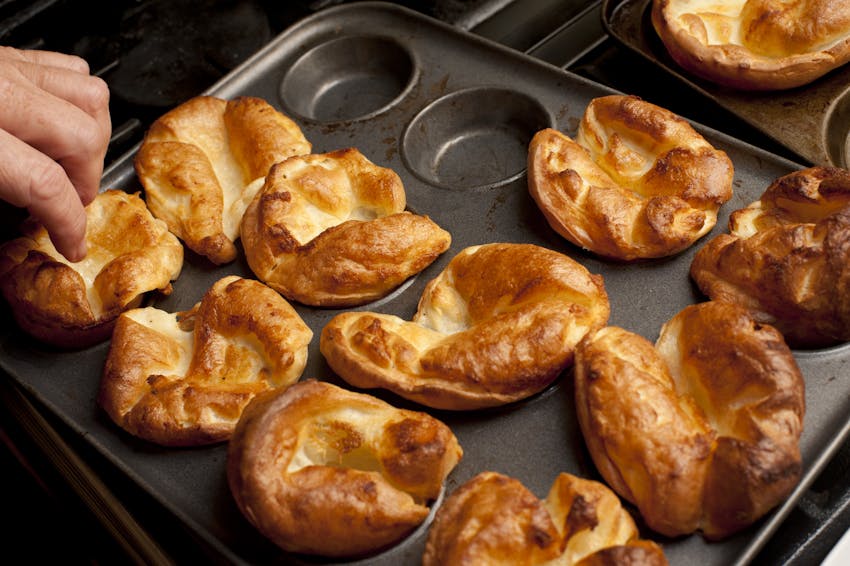 Yorkshire puddings in a tin