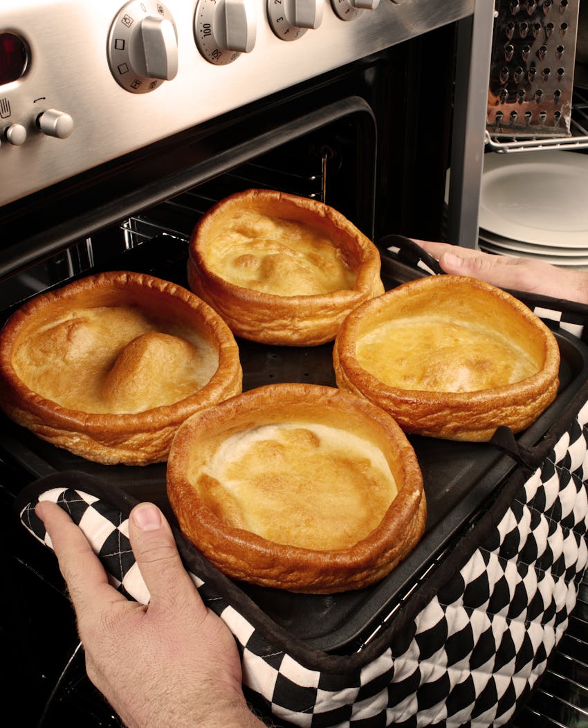 Yorkshire puddings fresh out of the oven 