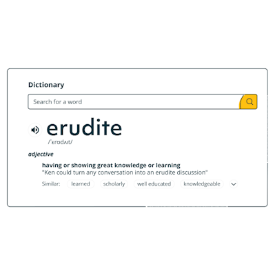 erudite meaning having or showing great knowledge or learning 