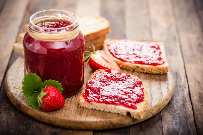 Strawberry jam on toast