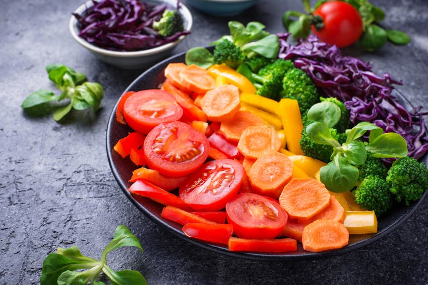 Rainbow coloured vegetables