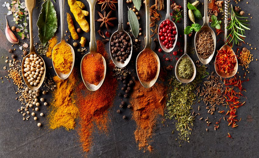A range of herbs and spices