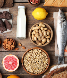 Selection of foods that can cause an allergy or intolerance