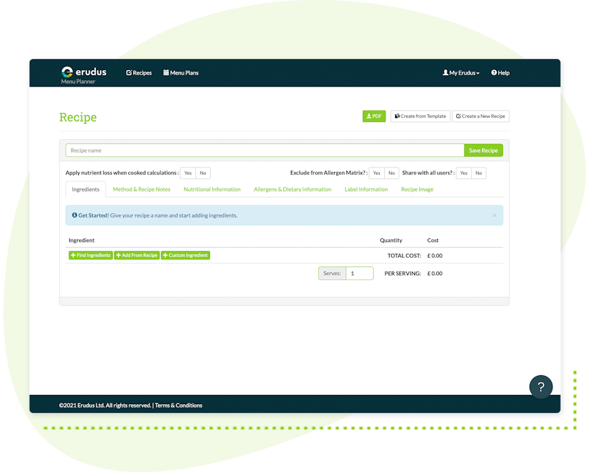 New updates and additions to the Erudus Recipe Builder tool 