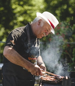 charles baughan westaway sausages grilling sausages on a BBQ