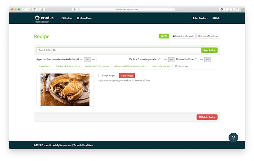 Updates to Erudus Recipe Builder - Recipe Imagery