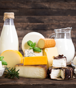 Milk Allergy Deep Dive - Selection of milk and dairy products 