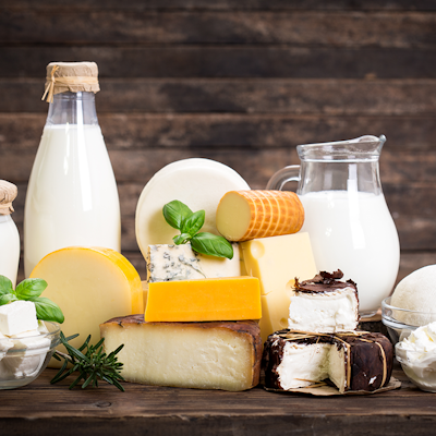 Milk Allergy Deep Dive - Selection of milk and dairy products 