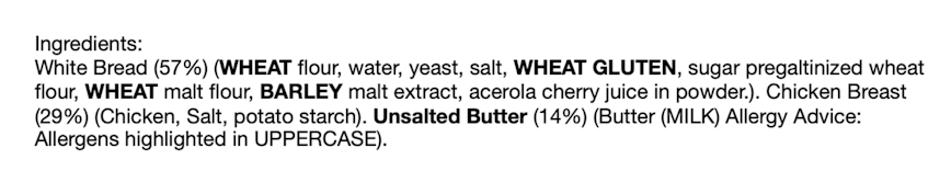 A short name ingredients list on a label A short name ingredients list on a label