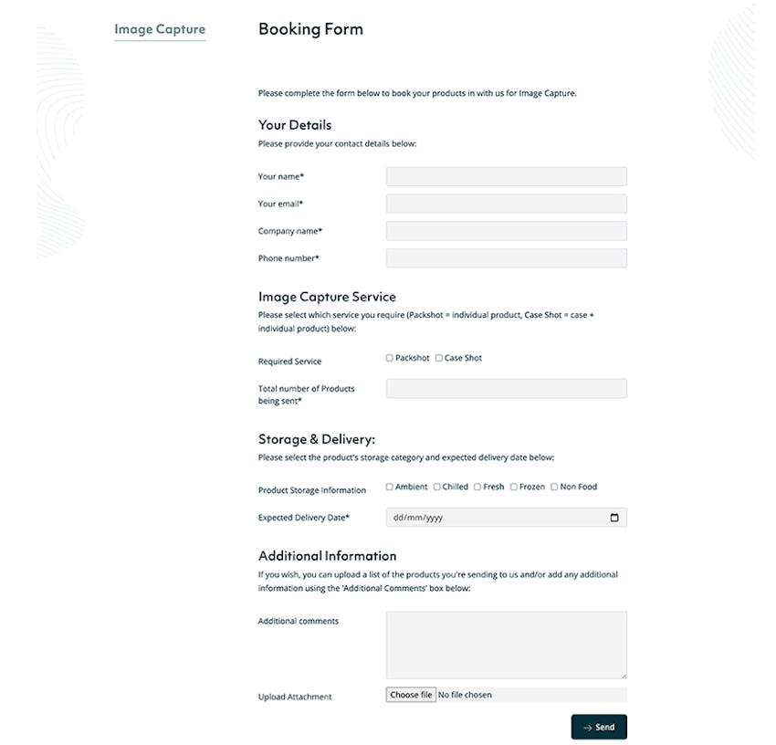 Erudus Image Capture Booking Form