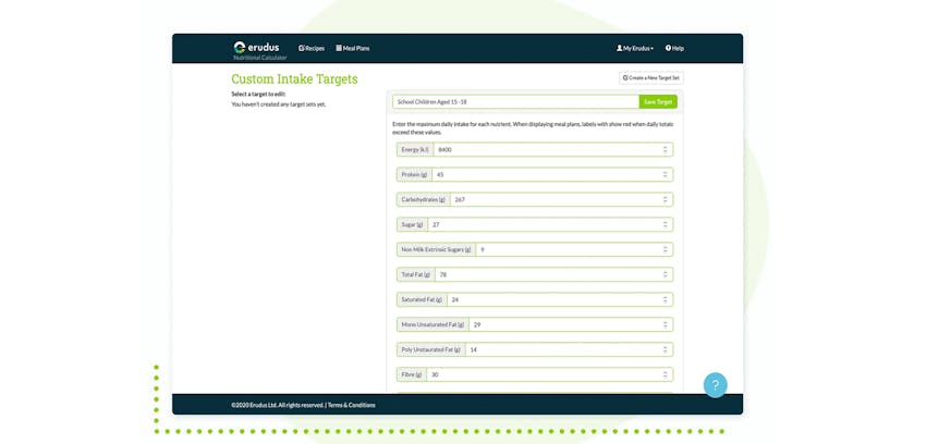 Solutions Spotlight: Menu Planner - Reference Intake Targets 