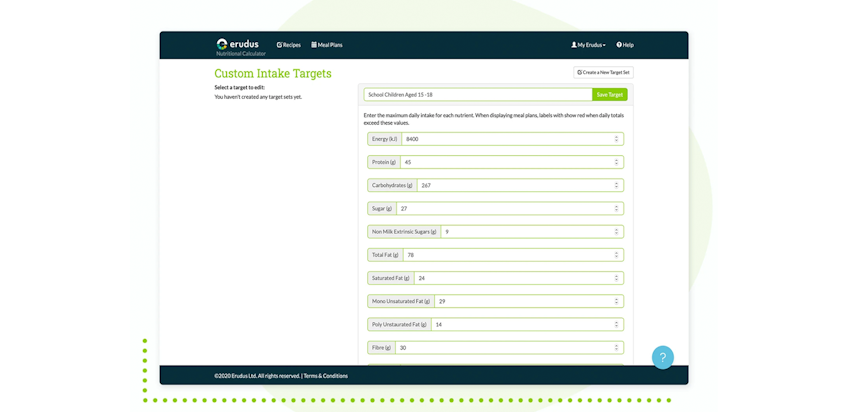 Solutions Spotlight: Menu Planner - Reference Intake Targets Solutions Spotlight: Menu Planner - Reference Intake Targets