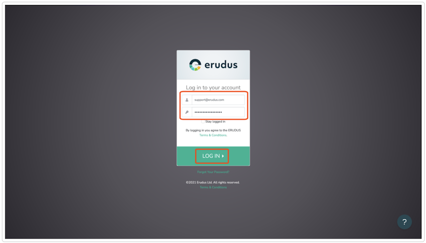 Logging into Erudus for the first time 