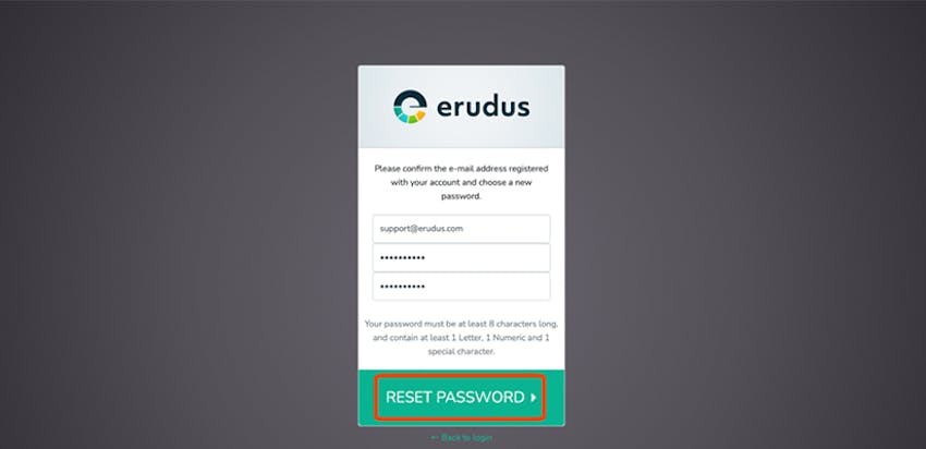 Resetting your password - reset password highlight