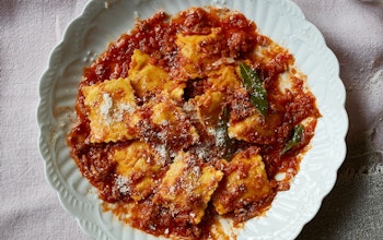 Pumpkin Ravioli with Bolognese Sauce