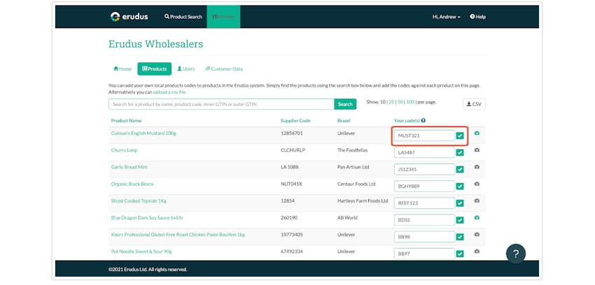 Adding a local code to a product - Step 4