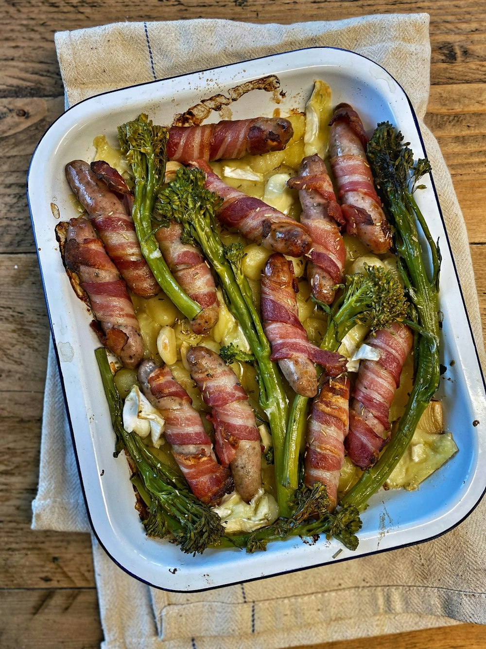 Bacon Wrapped Sausage Traybake Giant Pigs in Blankets