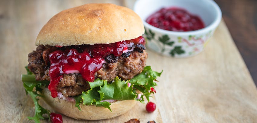Unique burgers from around the world - reindeer burger with lingonberry jam