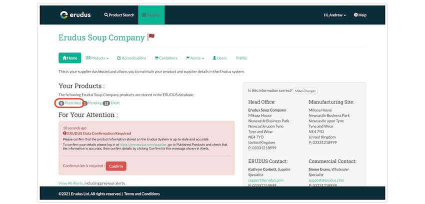 Confirming your product data - Step 2