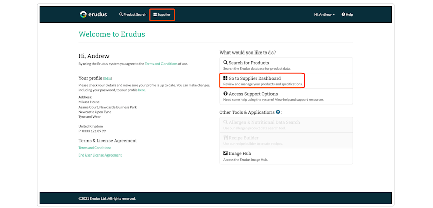 Updating your Supplier profile details - Step 1 Updating your Supplier profile details - Step 1