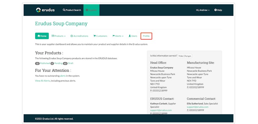 Updating your Supplier profile details -  Step 2