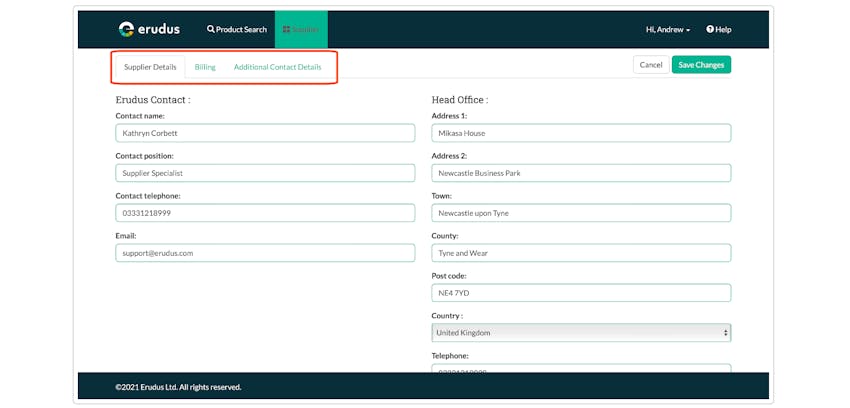 Updating your Supplier profile details -  Step 3