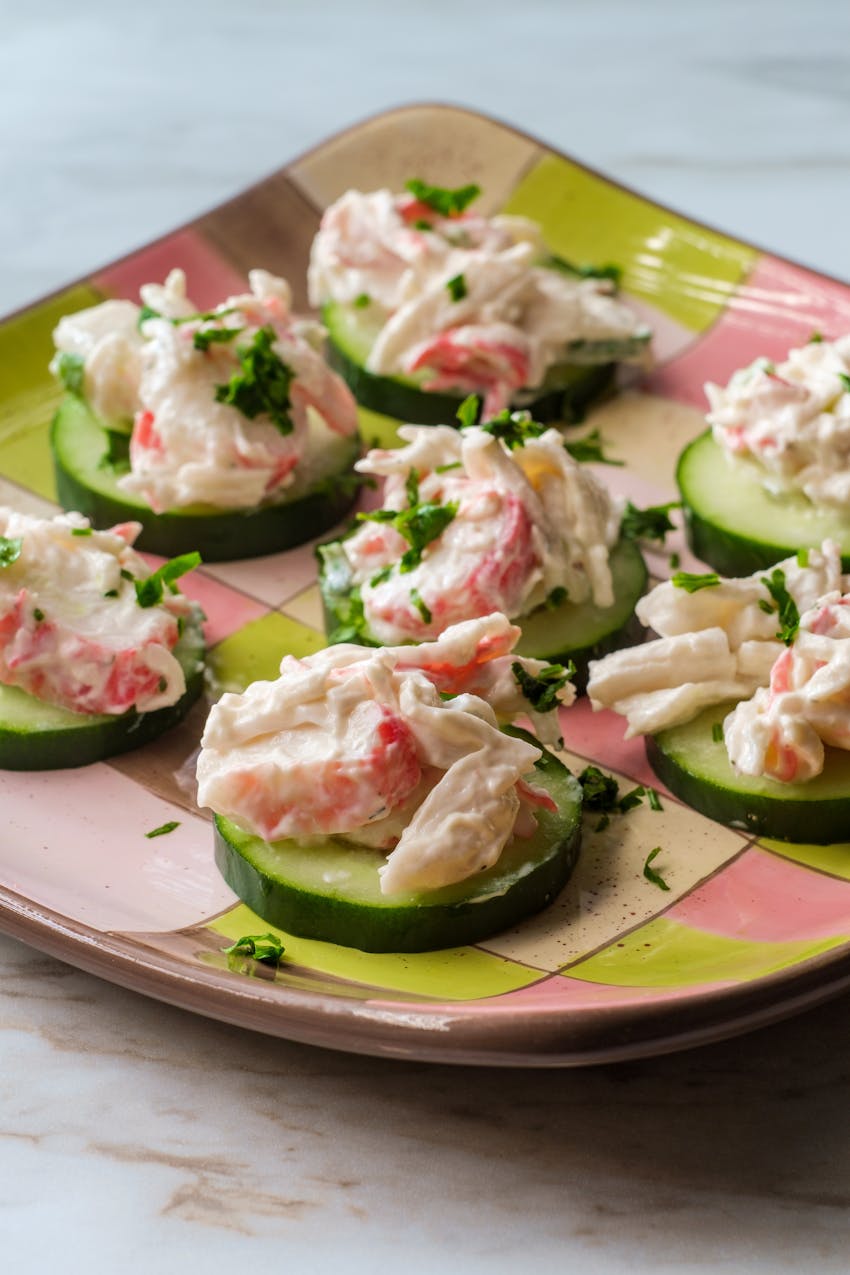 Easy canapes - cucumber and blue cheese bites