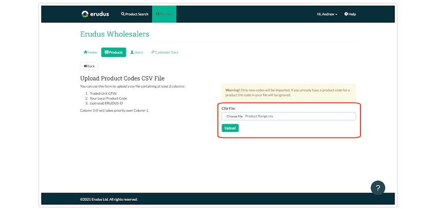 Uploading a Range List to Match Local Codes to Products - Step 7