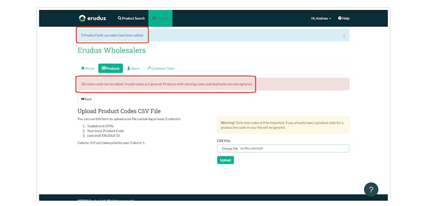 Uploading a Range List to Match Local Codes to Products - Step 8