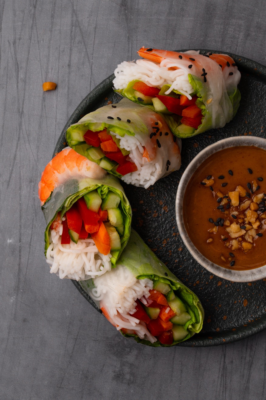 Spring foods and drinks - spring rolls ingredients