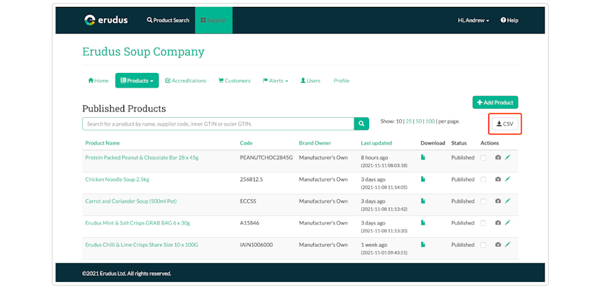 Quick bite: Downloading All of Your Product Specifications as a CSV File Step 3