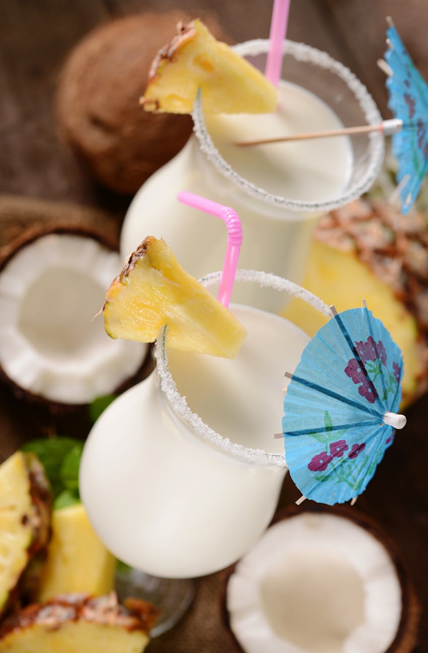 What's a pina colada? Pina colada cocktails with garnish