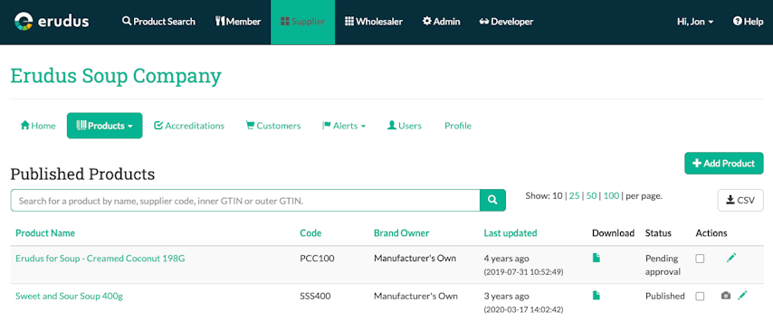 Manufacturer Users can use the 'Last Updated' date in the 'Published Products' list to find specifications over 3 years old Product specifications over 3 years old