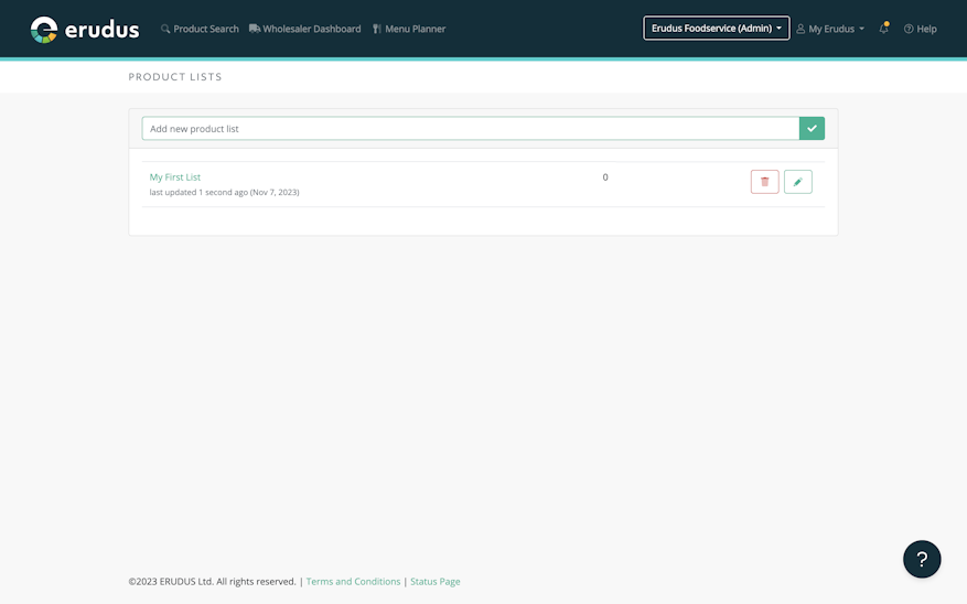 Product List Dashboard