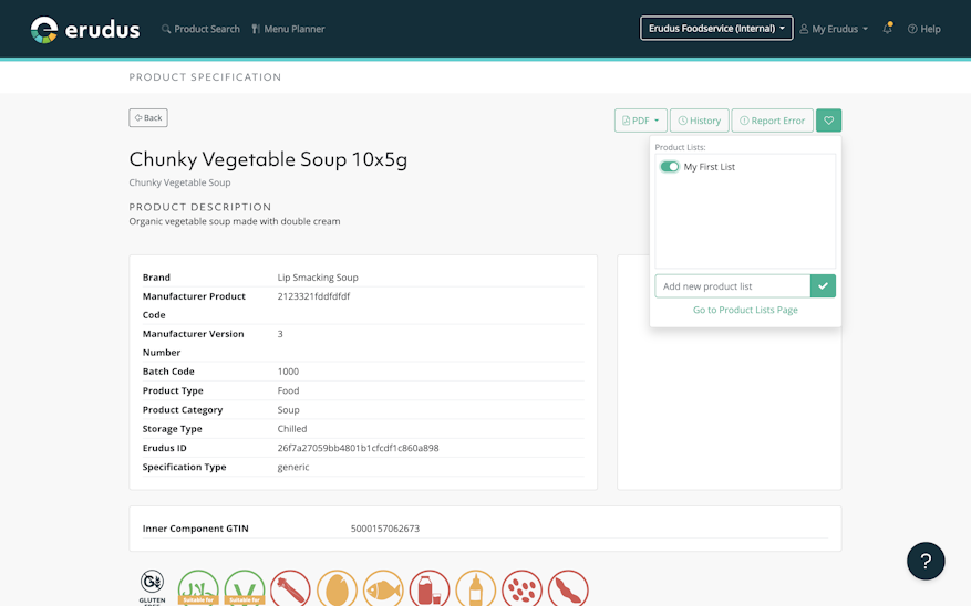 Toggle products in and out of your product lists