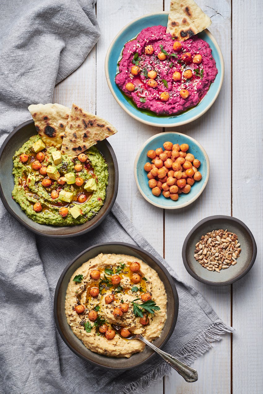 HUmmus ingredients - different varieties of hummus