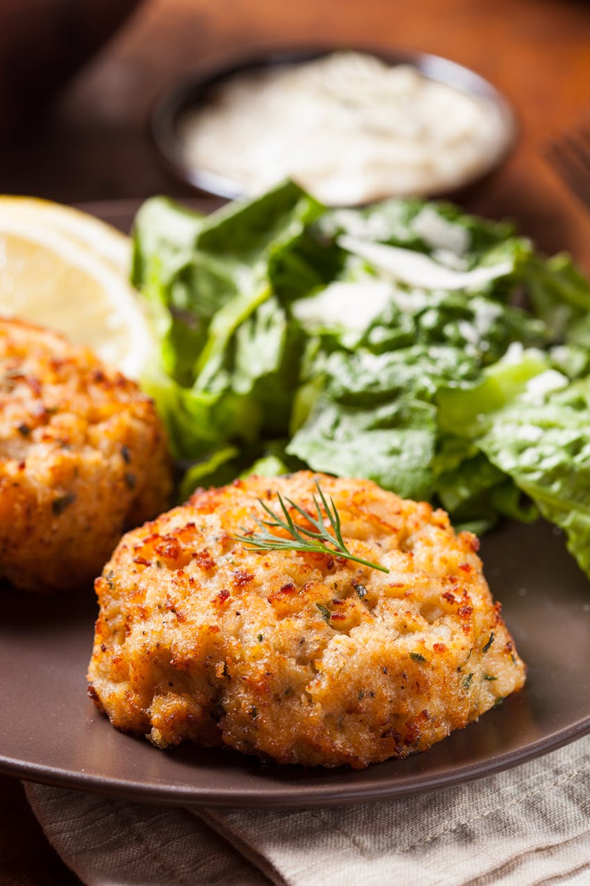 Summer seasonal foods in the UK  - crab cakes